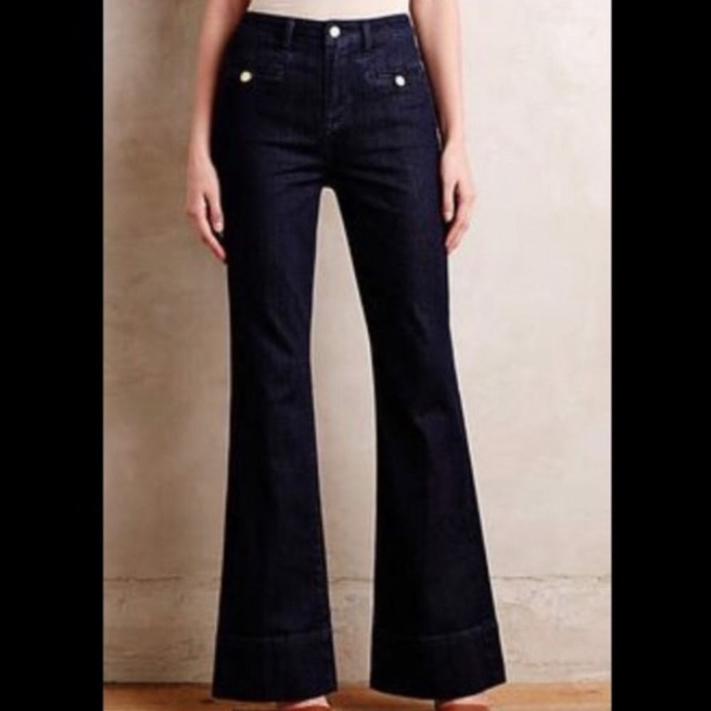 Pilcro and the letterpress superscript flare jeans